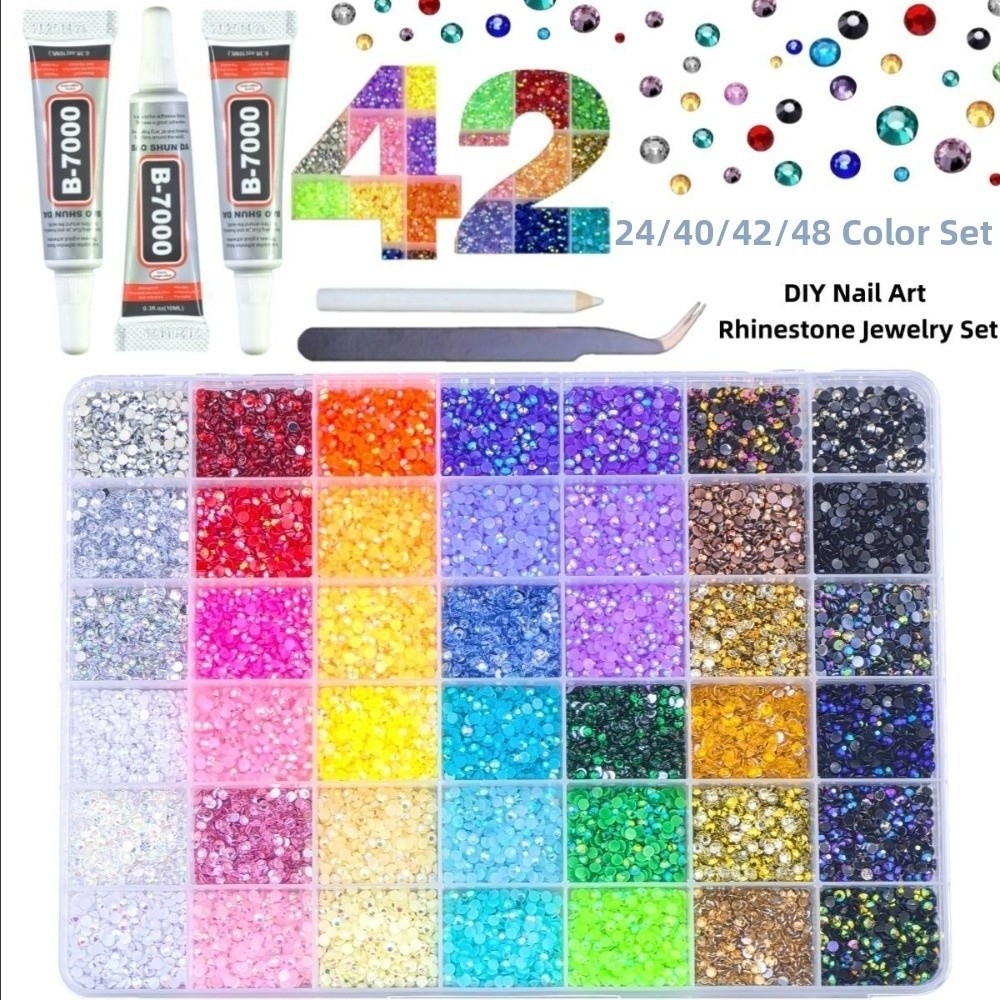 Nail Art Jelly - Kit di Strass in Resina Multicolore,