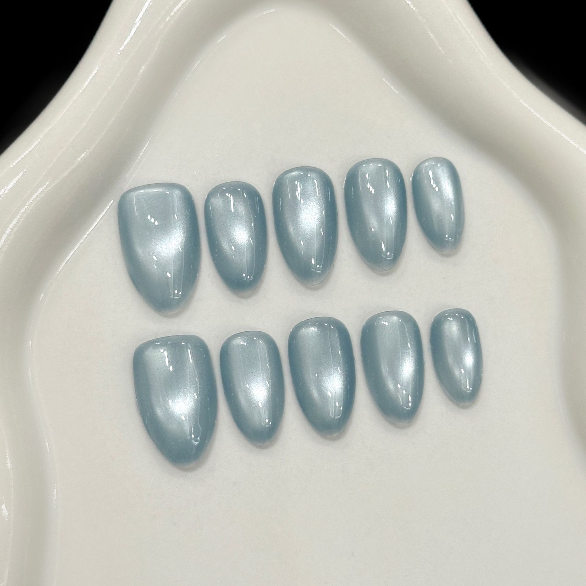 Nail Art Emerald - 10 Pezzi Unghie Finte Blu Effetto