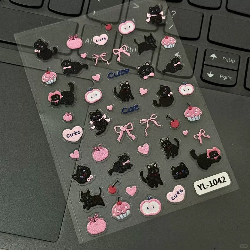 Nail Art Jelly - Adesivo 3D a Rilievo Gatto Nero