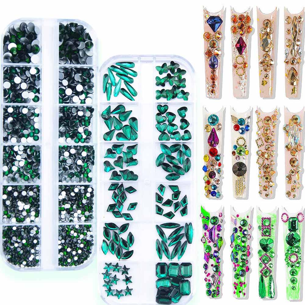 2 scatole di strass per unghie - Nail Art Emerald Green recensione e prezzo