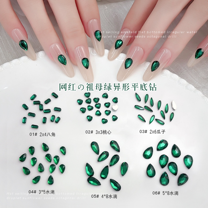 50 pezzi verde scuro con retro - Nail Art Emerald Green recensione e prezzo