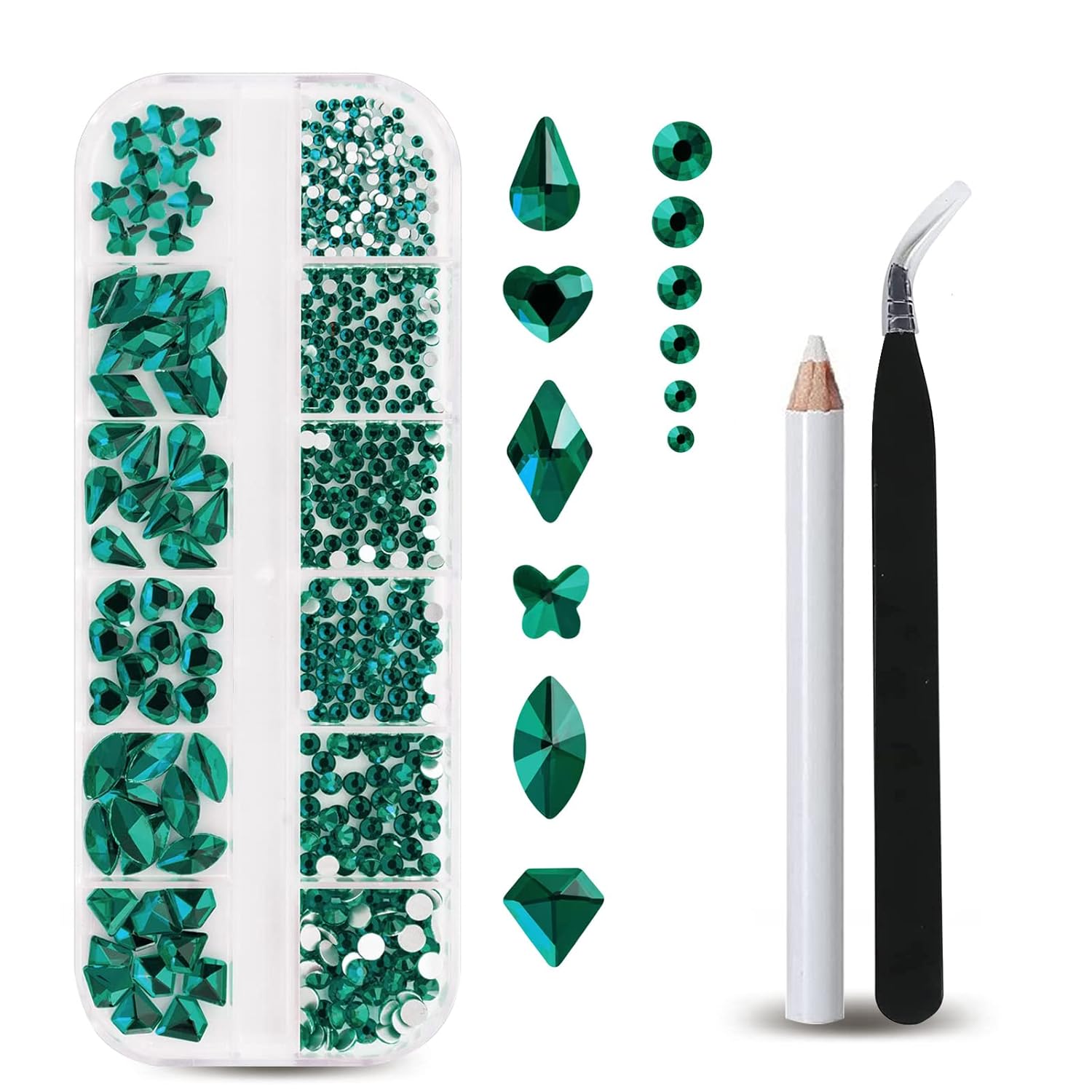 12 griglie di strass per unghi - Nail Art Emerald Green recensione e prezzo